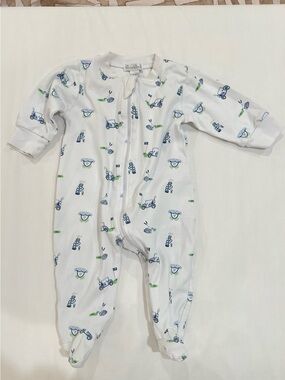 Kissy Kissy Footie One-Piece Zipper Pajamas with Blue & Green Golf Prints